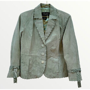 Sage Green Suede Jacket by Terry Lewis size Petite Medium